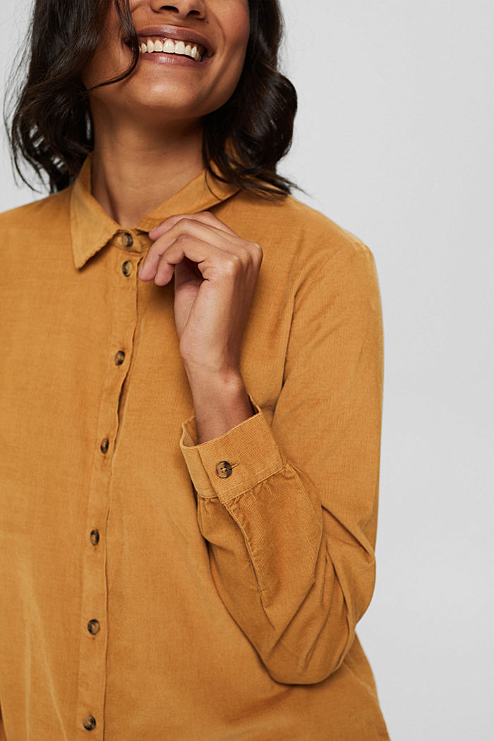 Needlecord shirt blouse in 100% cotton, CAMEL, detail image number 2
