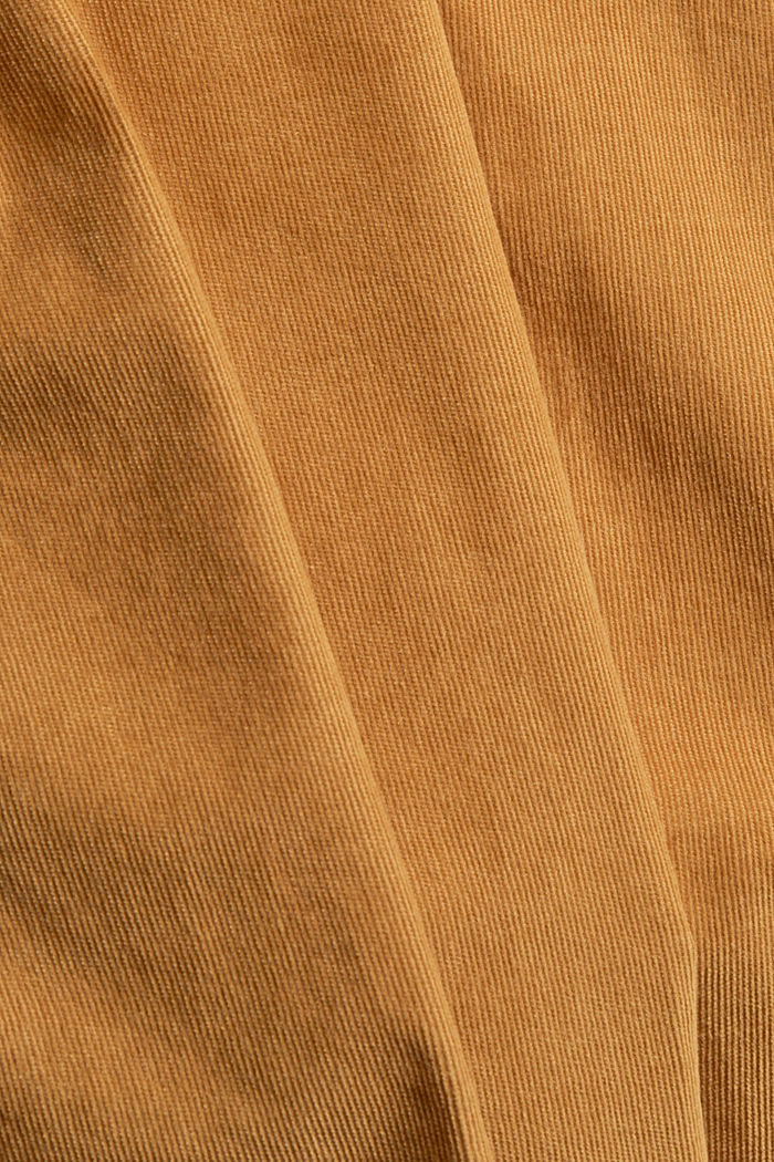 Blusa camisera de pana fina en 100% algodón, CAMEL, detail image number 4