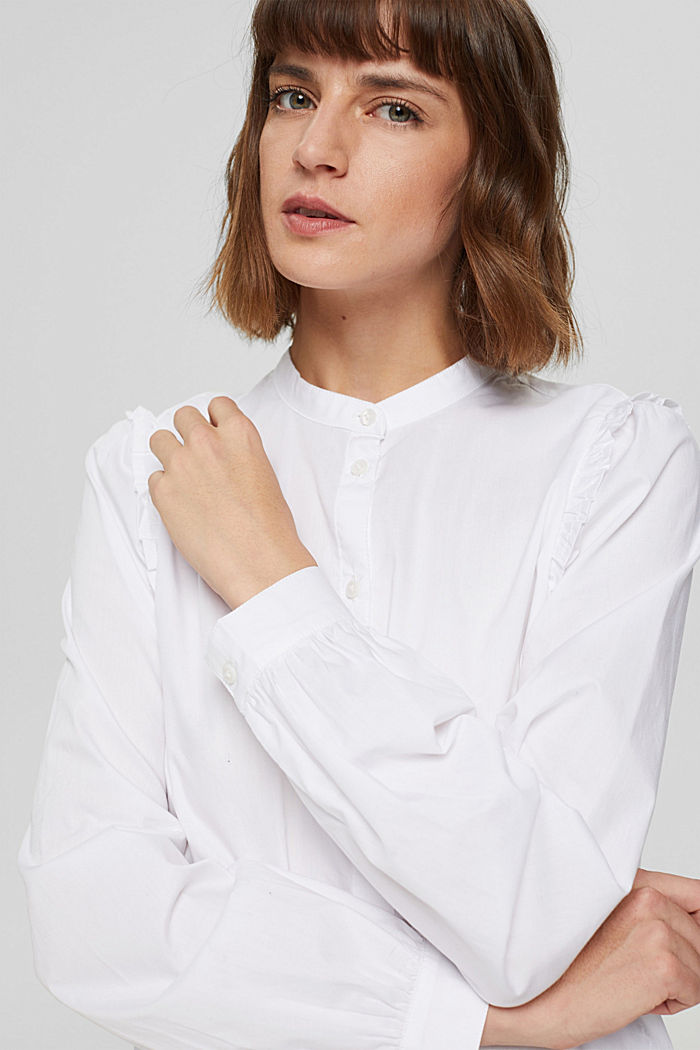 Shirt blouse with frills made of 100% cotton