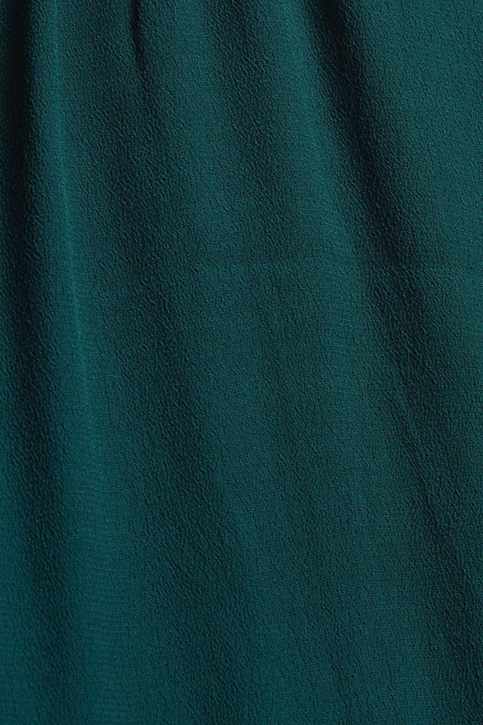 Bluzka z lejącej krepy z falbankami, TEAL GREEN, detail image number 4