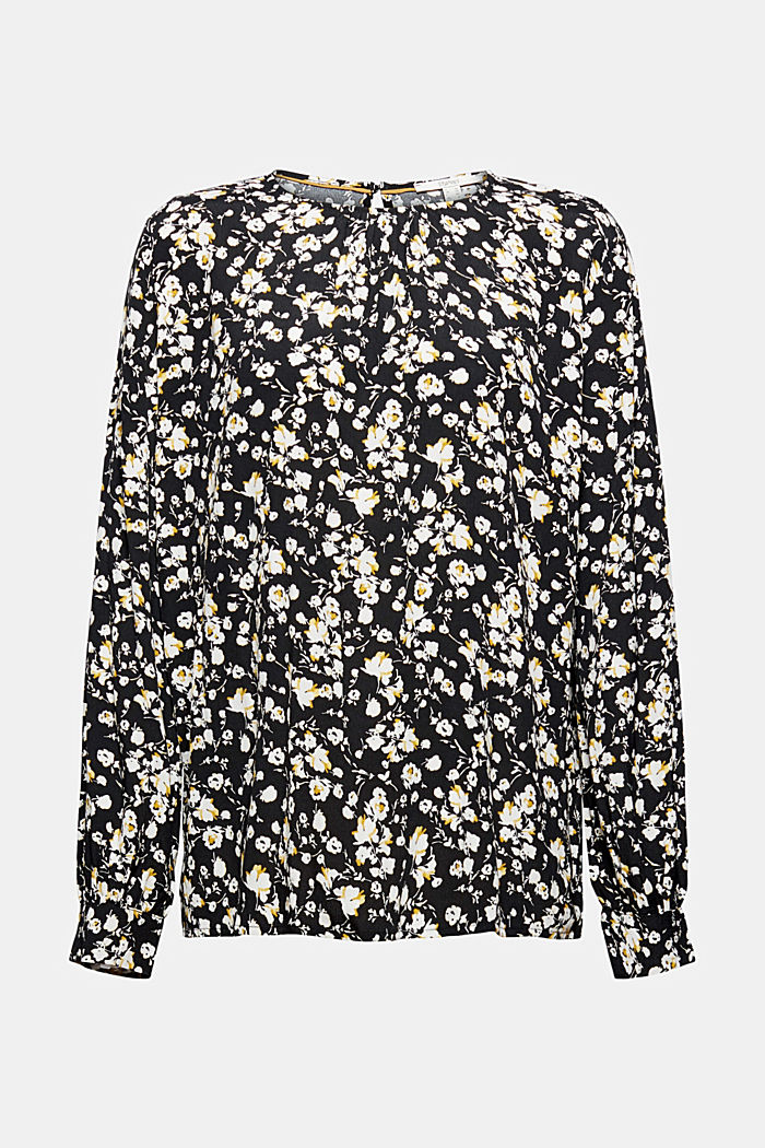 Mille-fleurs blouse with LENZING™ ECOVERO™, BLACK, detail image number 7