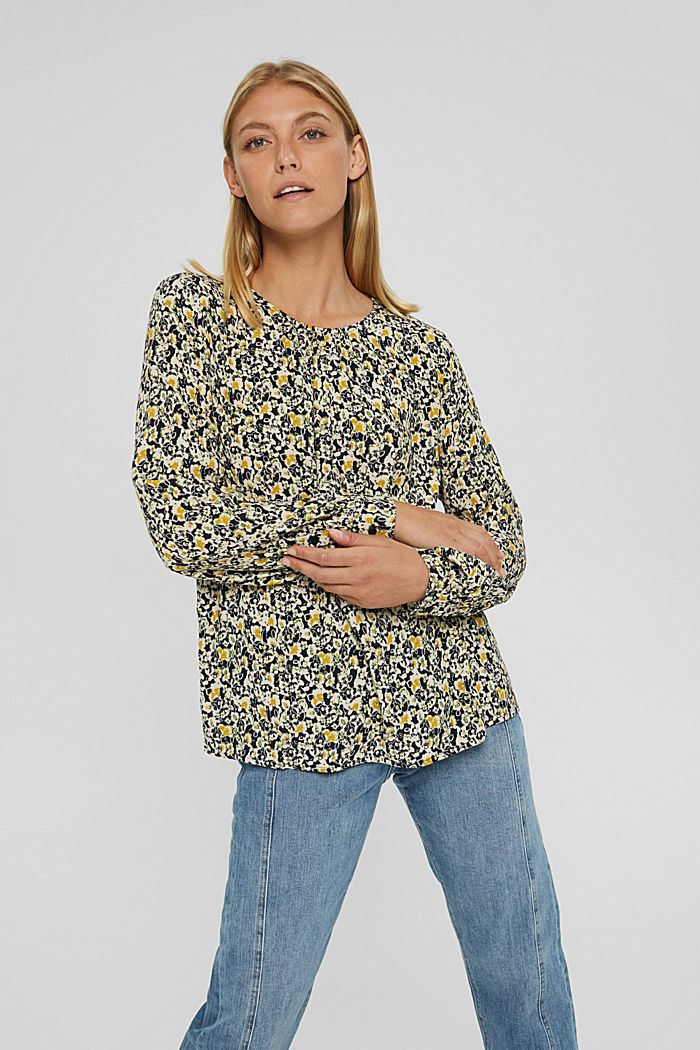 Mille-fleurs blouse with LENZING™ ECOVERO™, YELLOW COLORWAY, detail image number 0