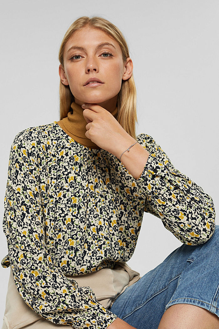 Mille-fleurs blouse with LENZING™ ECOVERO™, YELLOW COLORWAY, detail image number 6