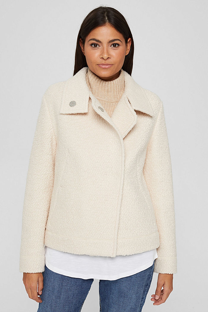 Con lana: chaqueta de rizo con cuello alto, ICE, overview