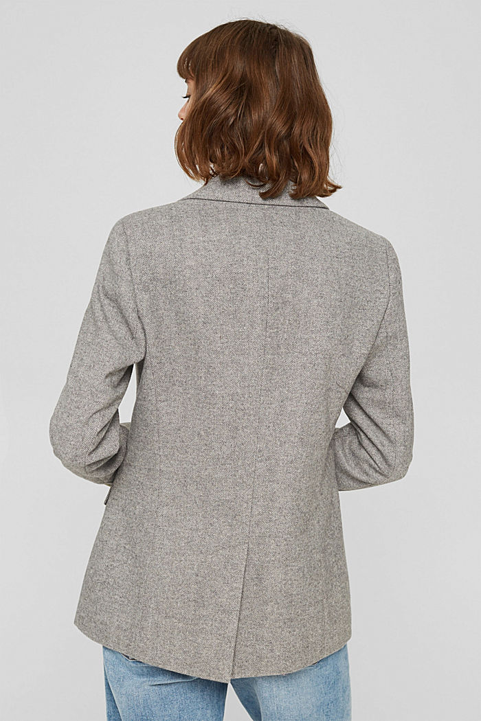 Con lana: blazer con diseño de espiga, ANTHRACITE, detail image number 3