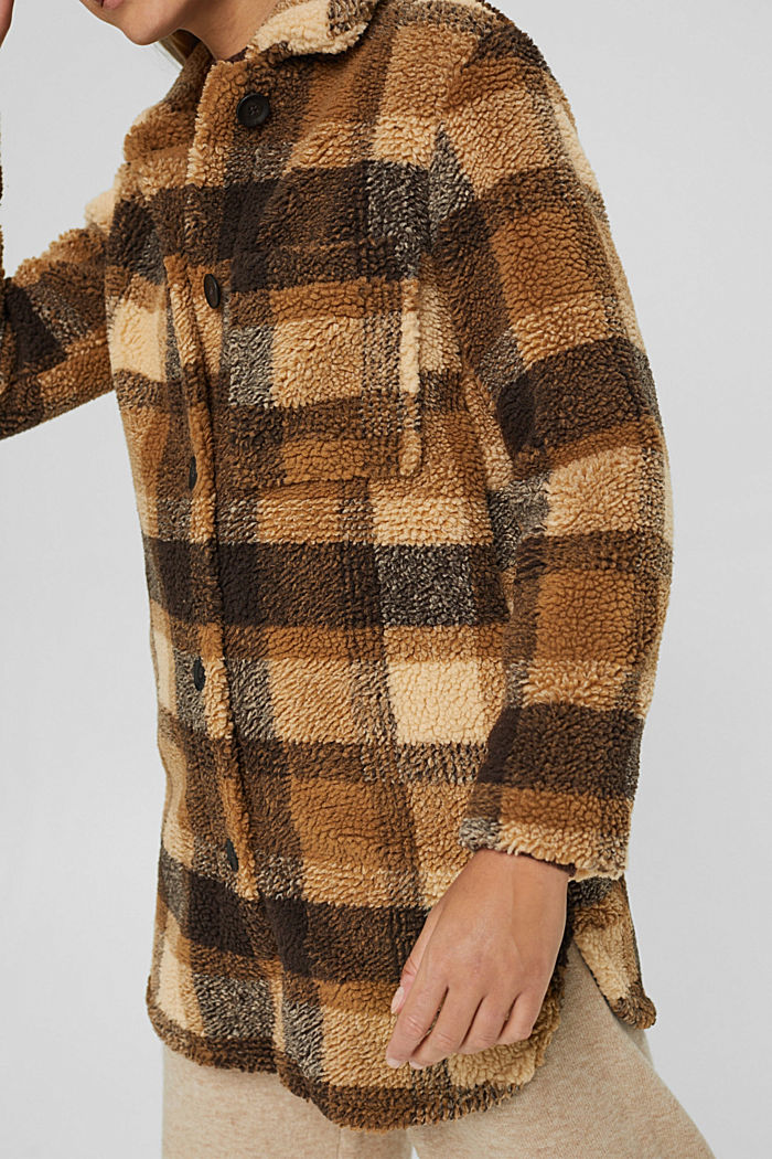Checked shacket in a teddy fur look, CAMEL, detail image number 2