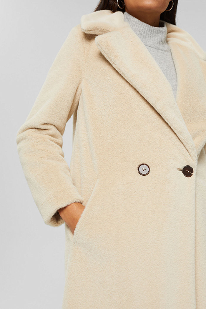 Coat with a wide lapel made of faux fur, ICE, detail image number 2