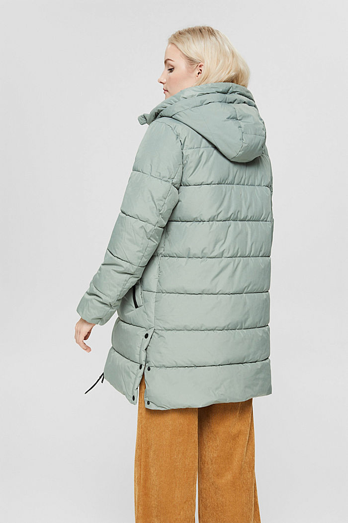 Recycled: quilted coat with a hood, DUSTY GREEN, detail image number 3