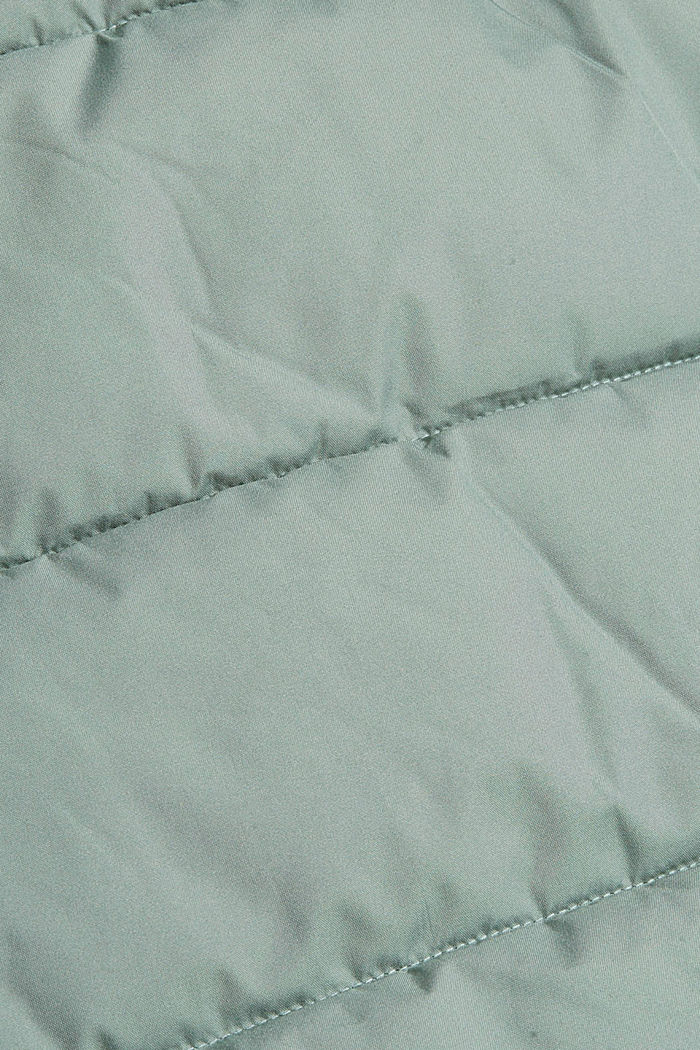Recycled: quilted coat with a hood, DUSTY GREEN, detail image number 4