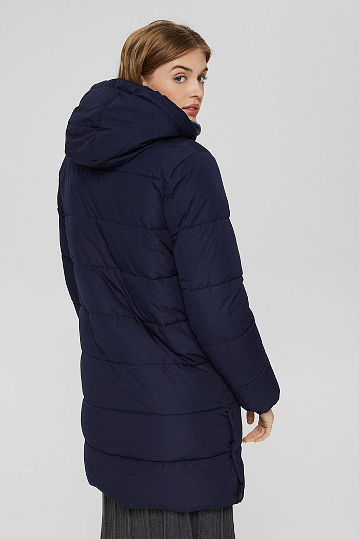 Recycled: quilted coat with a hood, NAVY, detail image number 3