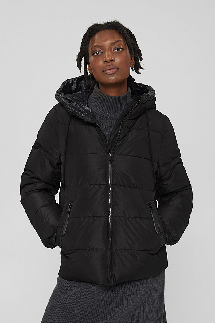 Recycled: quilted jacket with a hood, BLACK, detail image number 0