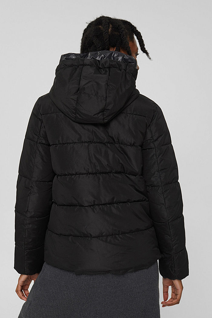 Recycled: quilted jacket with a hood, BLACK, detail image number 3