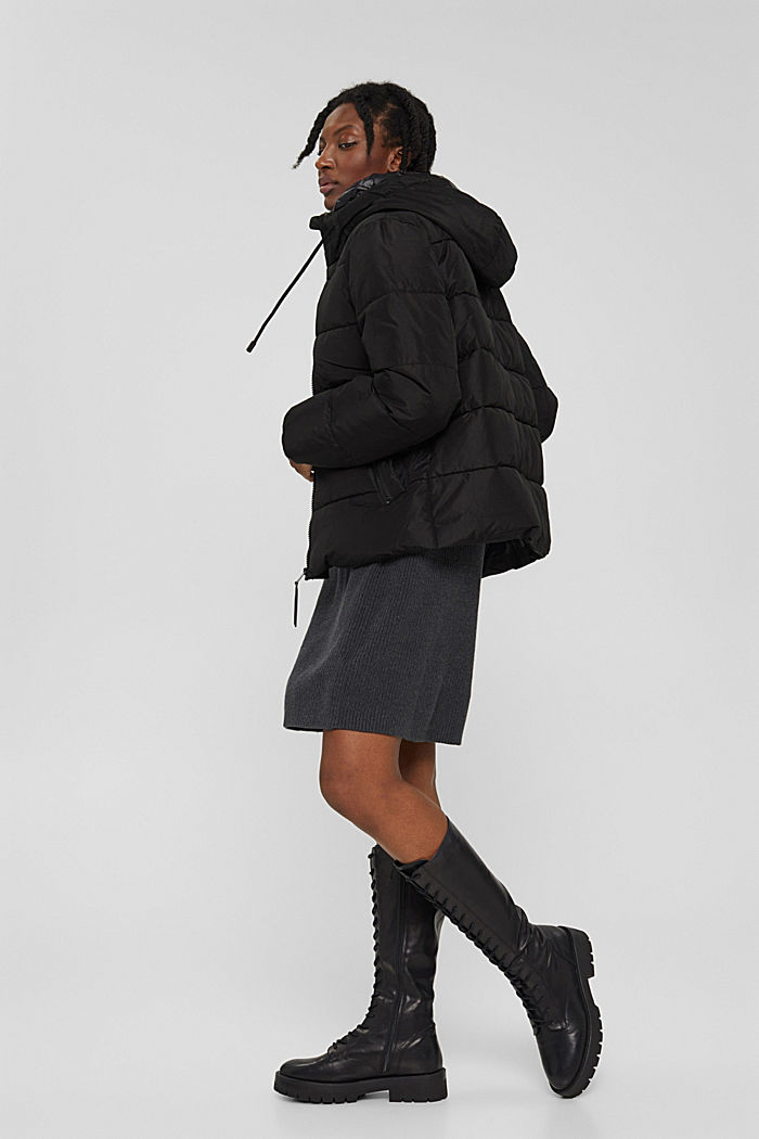 Recycled: quilted jacket with a hood, BLACK, detail image number 5