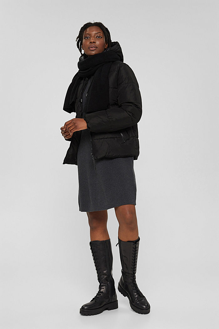 Recycled: quilted jacket with a hood, BLACK, detail image number 1
