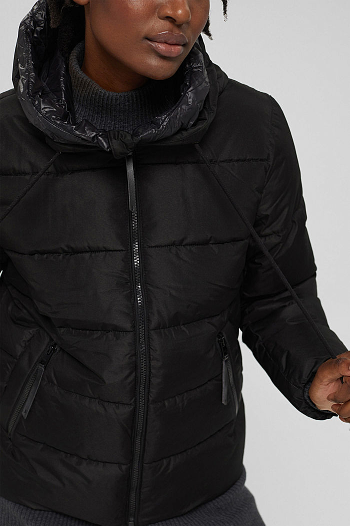 Recycled: quilted jacket with a hood, BLACK, detail image number 2