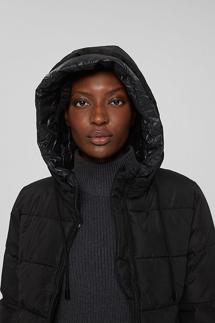Recycled: quilted jacket with a hood, BLACK, detail image number 7
