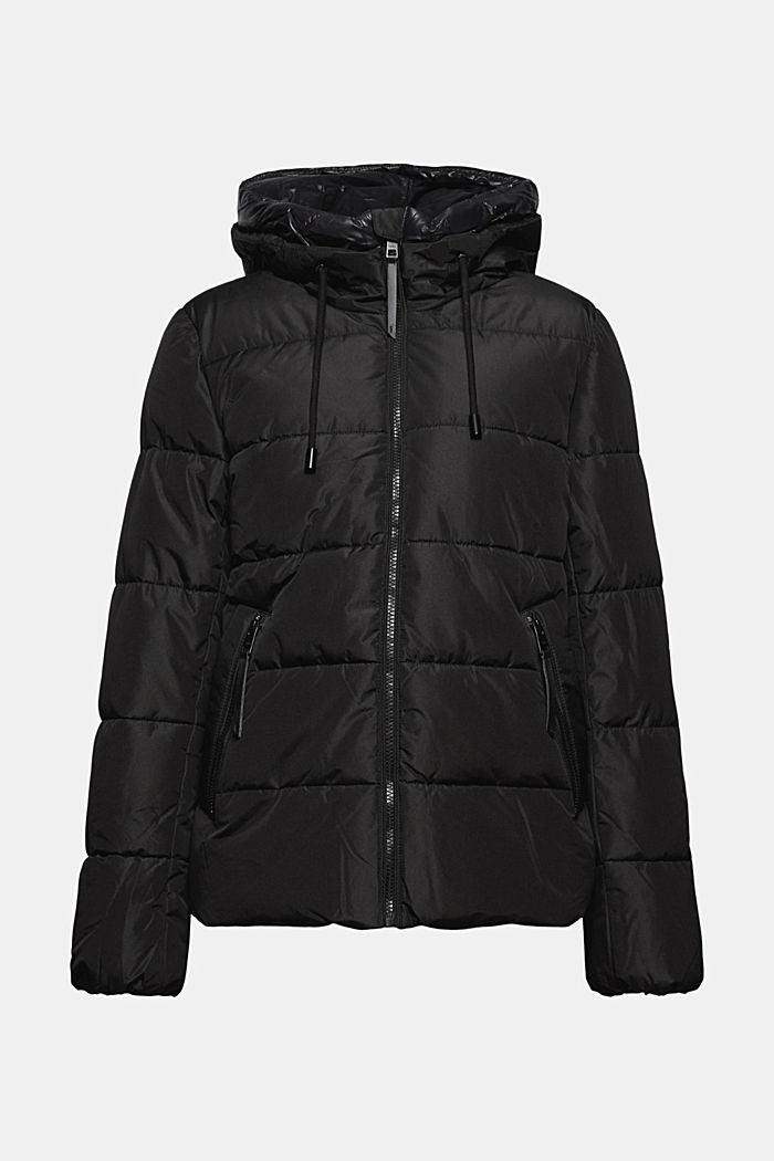Recycled: quilted jacket with a hood, BLACK, detail image number 8