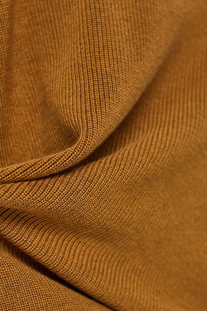Oversized polo neck jumper, organic cotton blend, CAMEL, detail image number 4