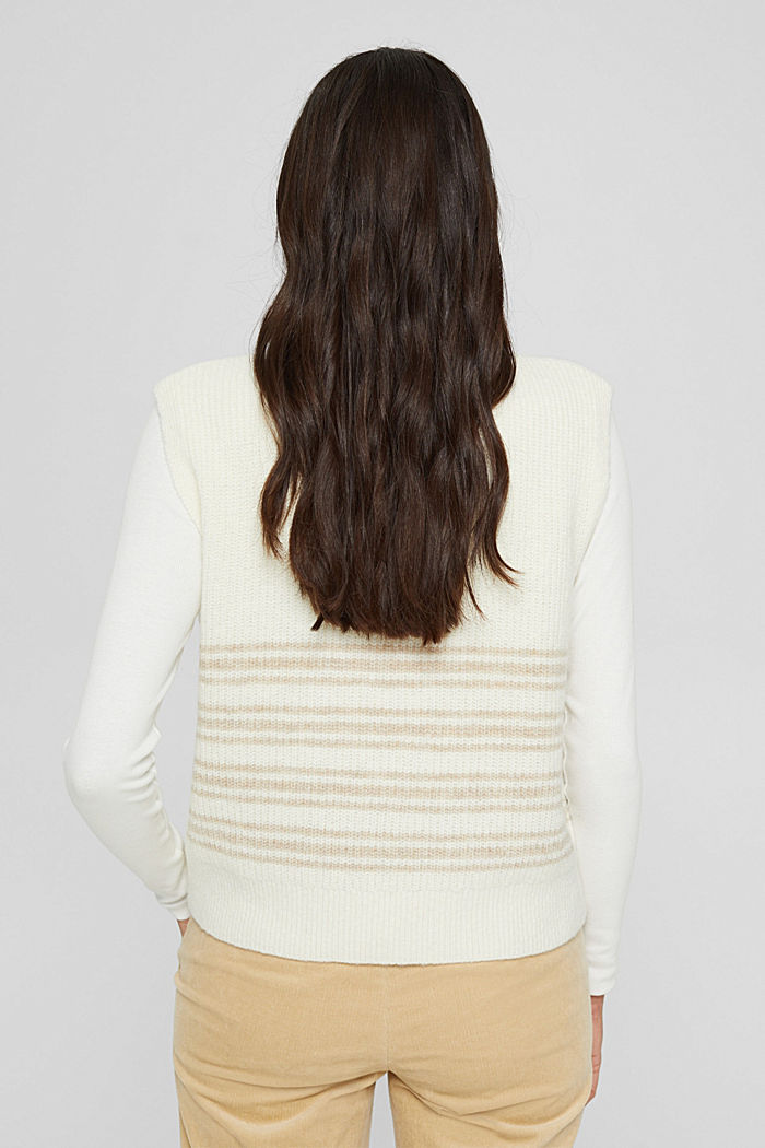 Sleeveless half-zip jumper in a wool/alpaca blend, OFF WHITE, detail image number 3