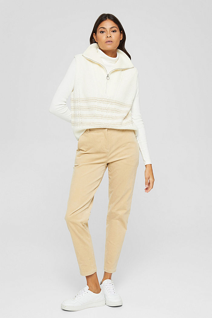 Sleeveless half-zip jumper in a wool/alpaca blend, OFF WHITE, detail image number 5