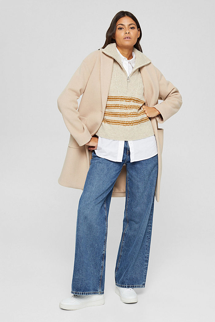 Sleeveless half-zip jumper in a wool/alpaca blend, SAND, detail image number 1