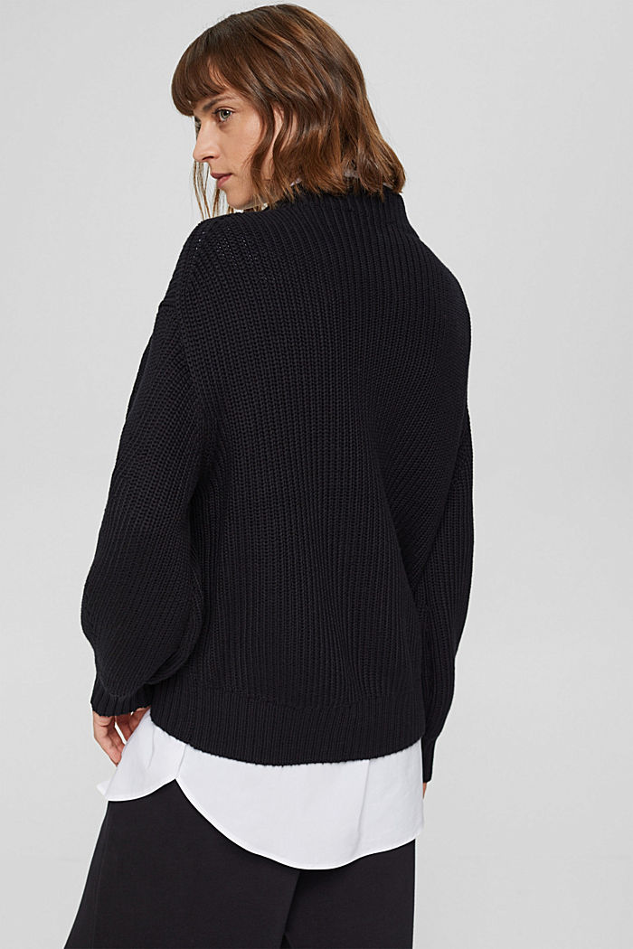 Patterned knit jumper made of organic cotton, BLACK, detail image number 3