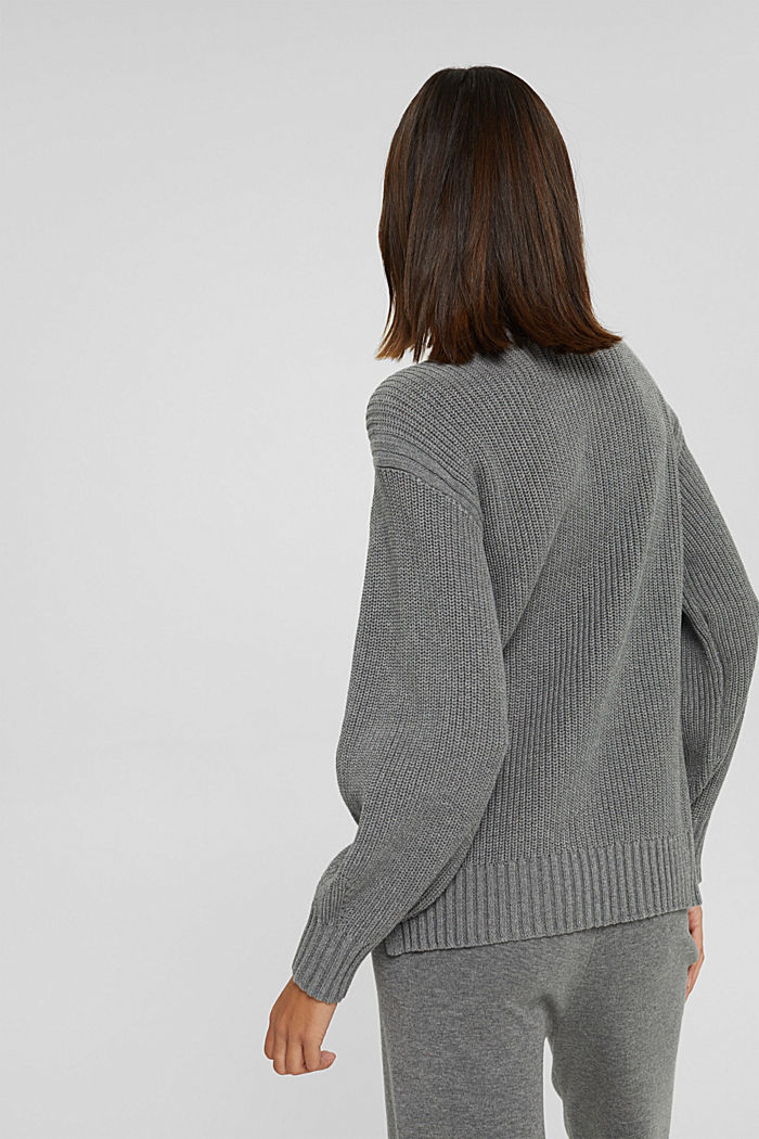 Stand-up collar jumper in organic cotton, GUNMETAL, detail image number 3