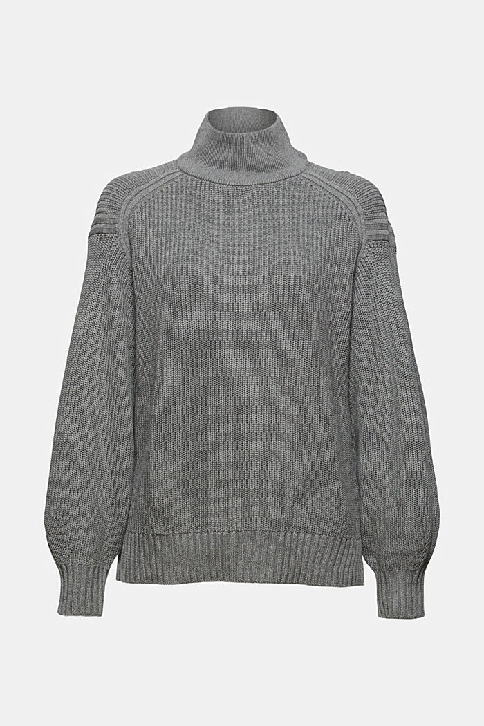Stand-up collar jumper in organic cotton, GUNMETAL, detail image number 5