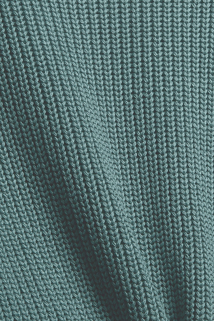Stand-up collar jumper in organic cotton, TEAL BLUE, detail image number 4