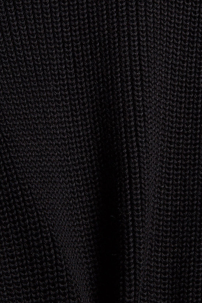 Luomupuuvillasta valmistettu neuletakki, jossa solmittavat nauhat, BLACK, detail image number 4