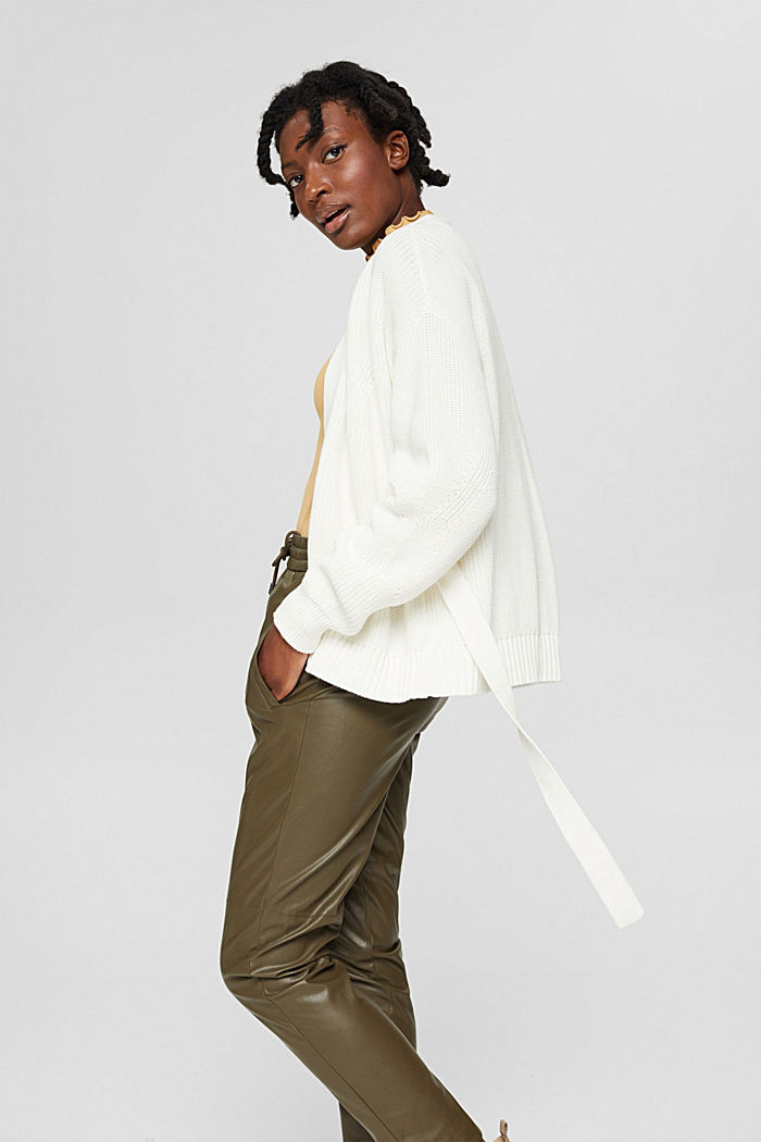 Cardigan mit Bindebändern, Organic Cotton, OFF WHITE, detail image number 5