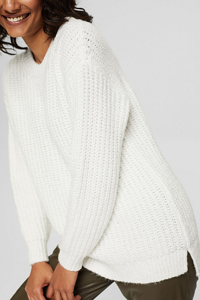 Rib knit jumper in an organic cotton blend, OFF WHITE, detail image number 2