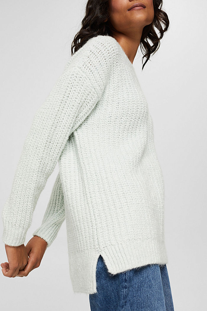 Rib knit jumper in an organic cotton blend, LIGHT TURQUOISE, detail image number 2