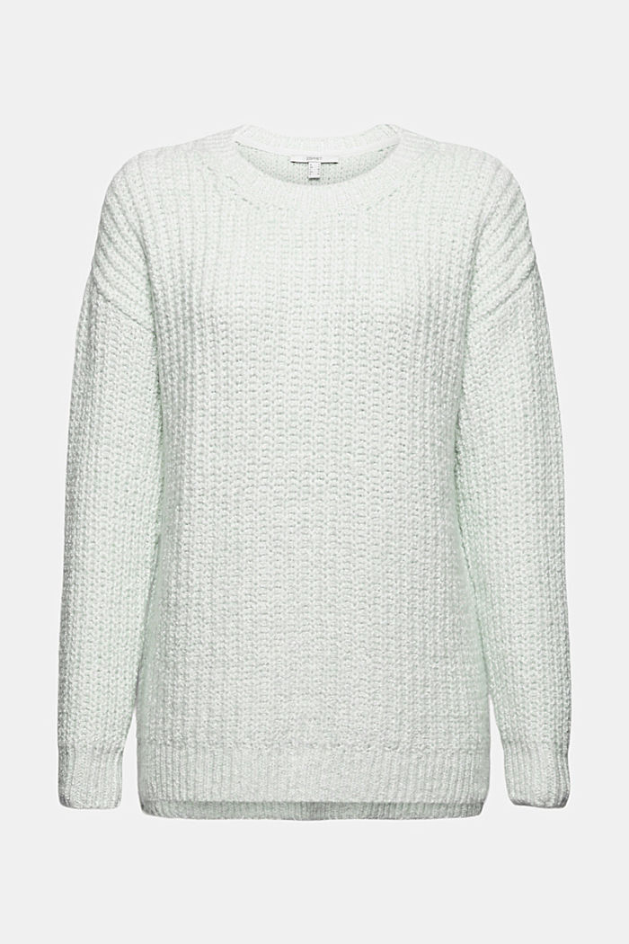 Rib knit jumper in an organic cotton blend, LIGHT TURQUOISE, overview