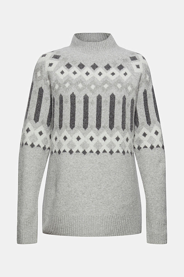 With wool: jumper with jacquard pattern, LIGHT GREY, detail image number 5