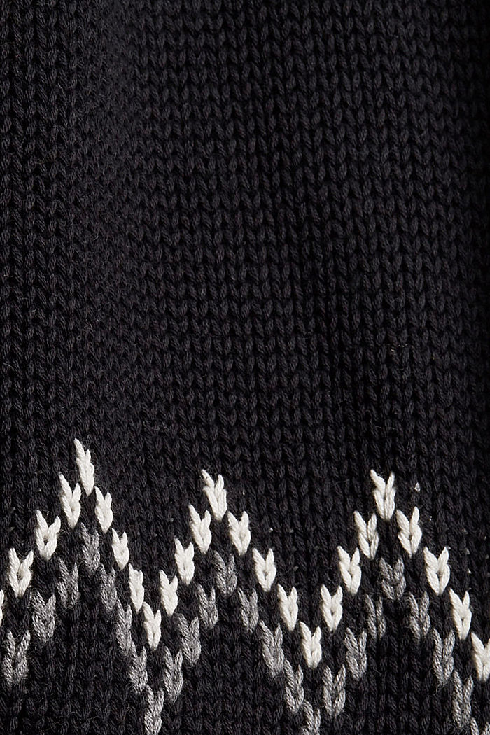Fair Isle jumper in organic cotton, BLACK, detail image number 4