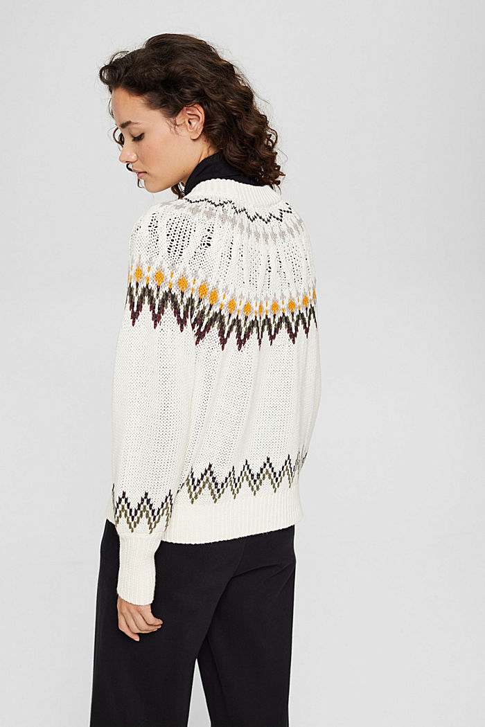 Fair Isle jumper in organic cotton, OFF WHITE, detail image number 3