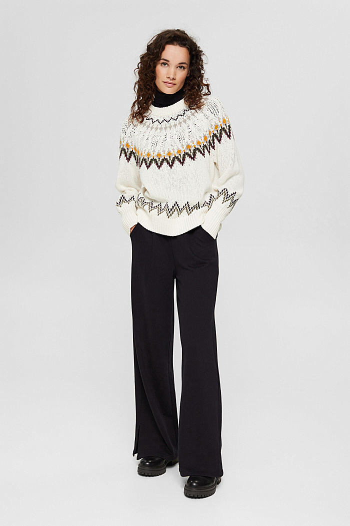 Fair Isle jumper in organic cotton, OFF WHITE, overview