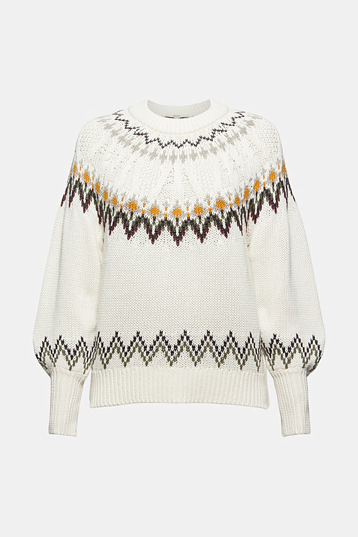 Fair Isle jumper in organic cotton, OFF WHITE, detail image number 6