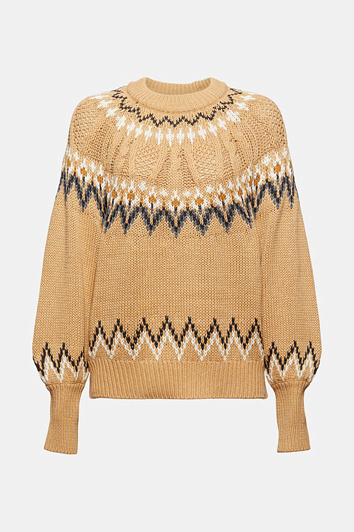 Noorse trui van biologisch katoen, KHAKI BEIGE, detail image number 6