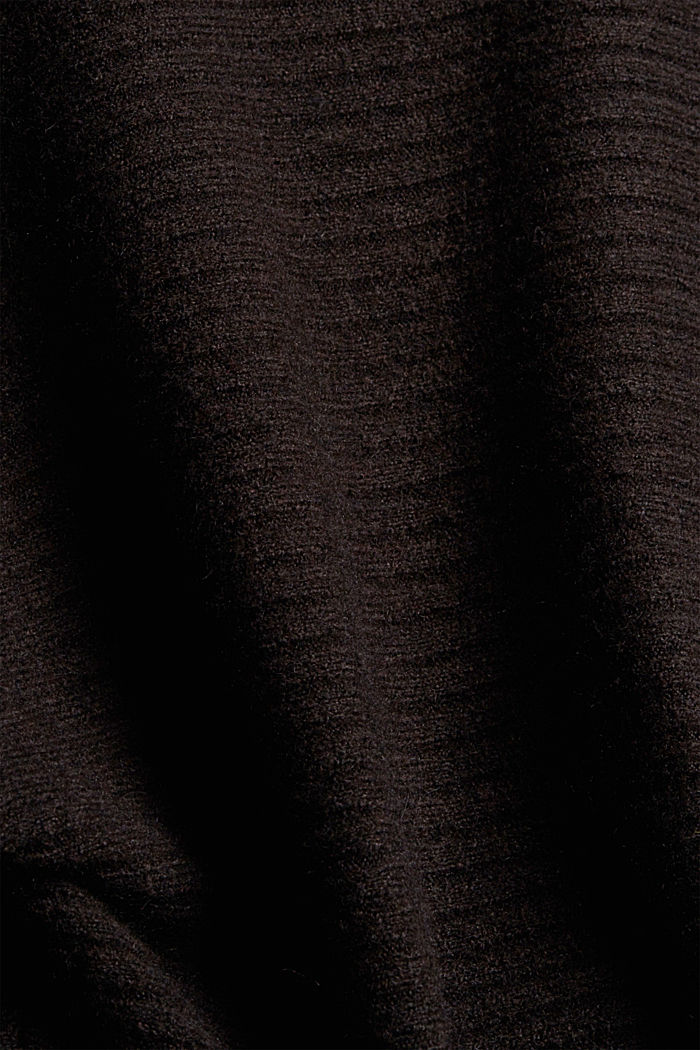 Wool blend: raglan jumper with a band collar, BLACK, detail image number 4