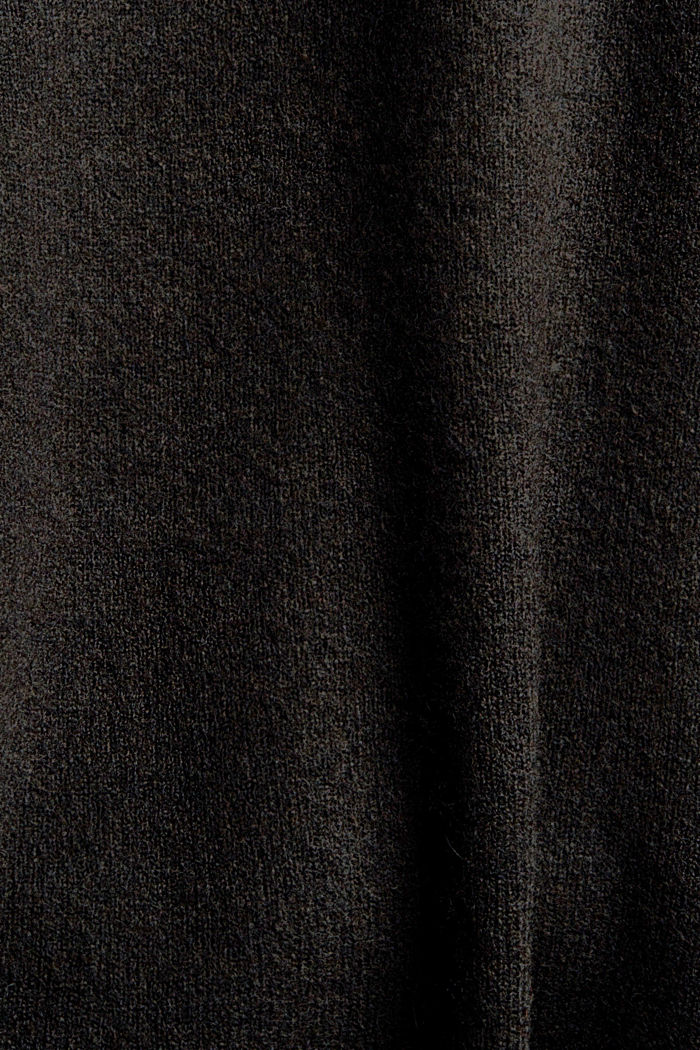 Con lana: jersey suave de cuello redondo con efecto jaspeado, BLACK, detail image number 4