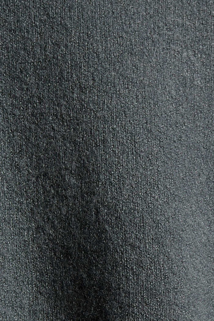 With wool: soft round neckline jumper with a melange finish, TEAL BLUE, detail image number 4