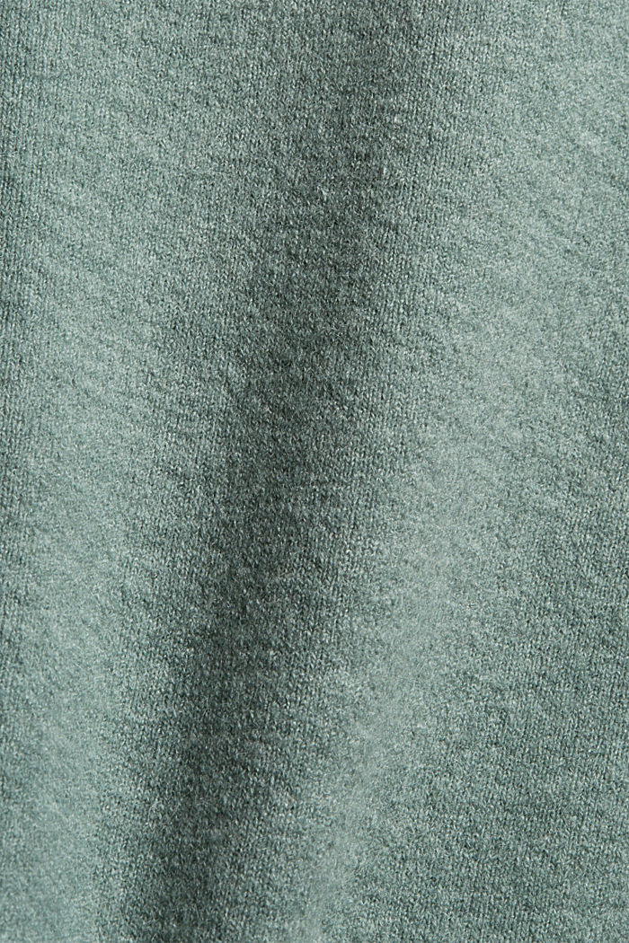 Wool blend: jumper with balloon sleeves, DUSTY GREEN, detail image number 4