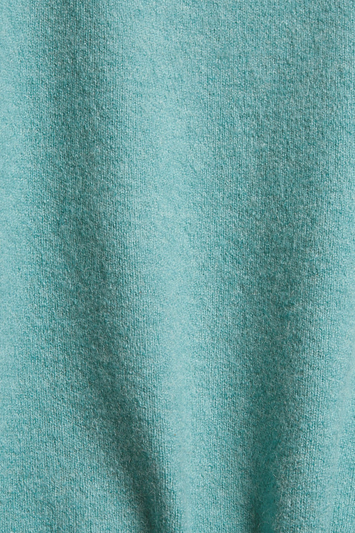Wool blend: jumper with balloon sleeves, TURQUOISE, detail image number 4