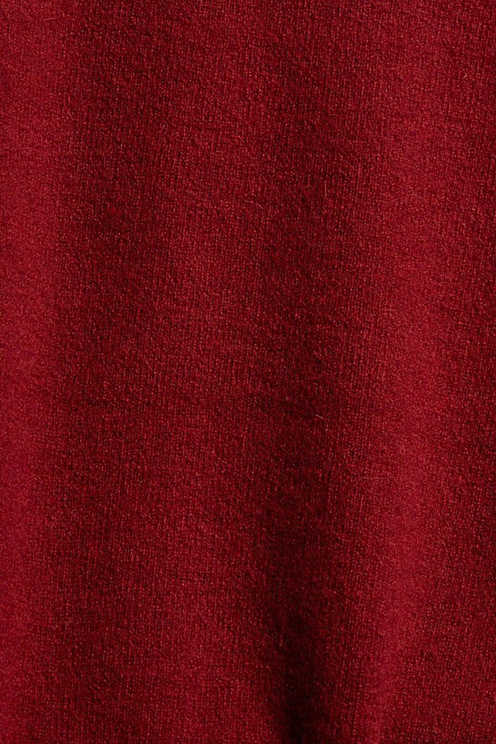 Sisältää villaa: pallohihallinen neulepusero, DARK RED, detail image number 4