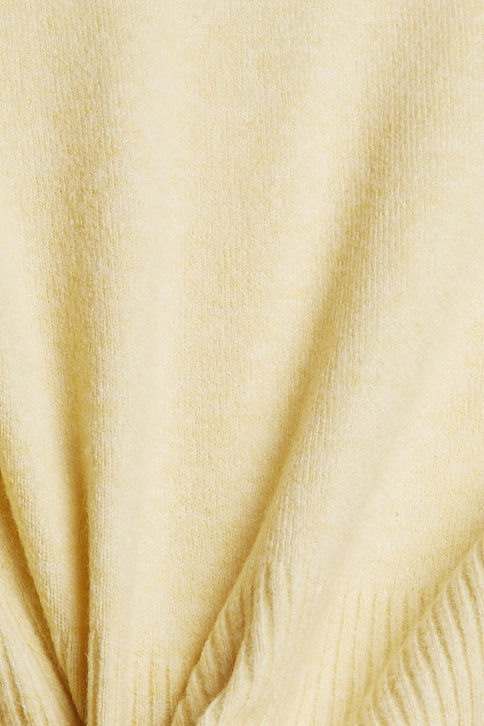 Wool blend: jumper with balloon sleeves, PASTEL YELLOW, detail image number 4