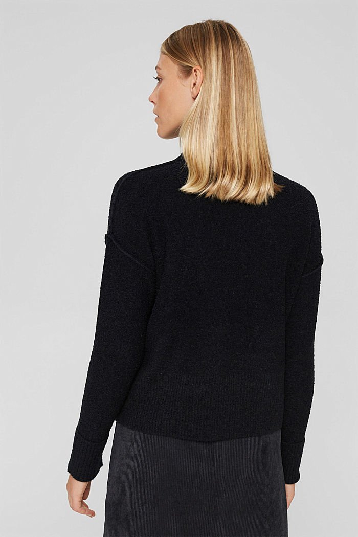 Wool blend: Jumper with a stand-up collar, BLACK, detail image number 3