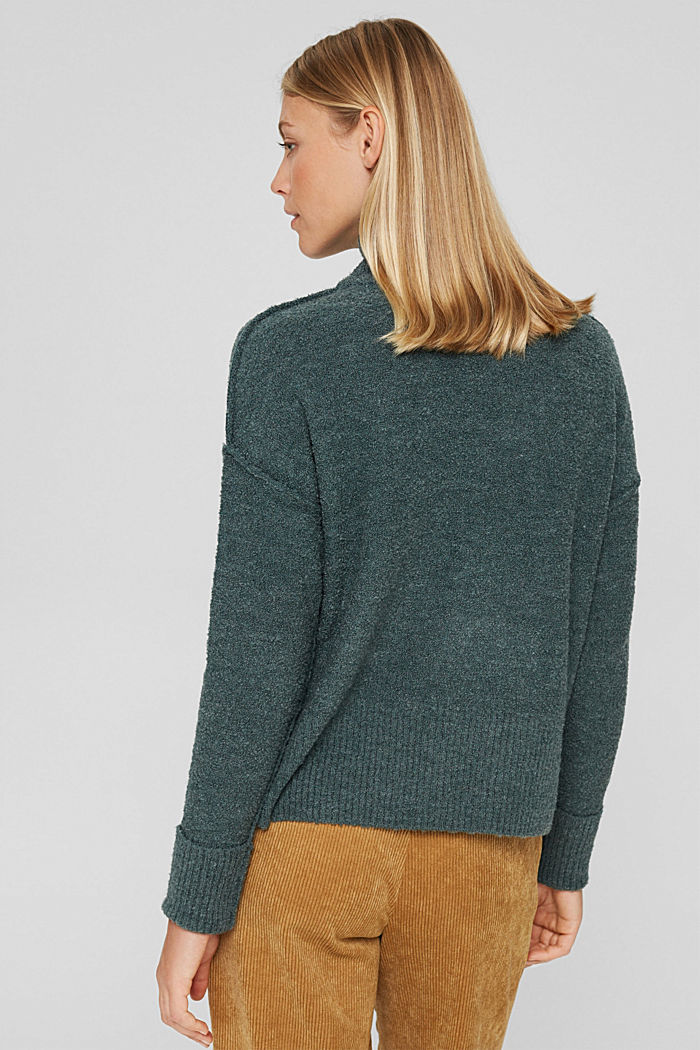 Wool blend: Jumper with a stand-up collar, TEAL BLUE, detail image number 3