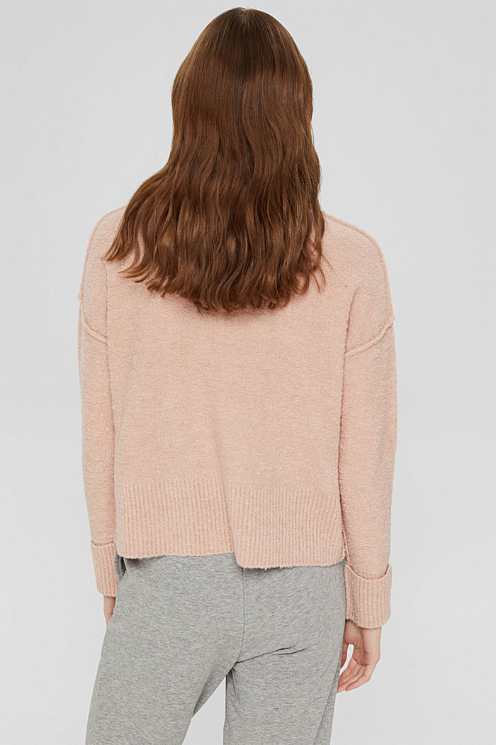Wool blend: Jumper with a stand-up collar, PASTEL PINK, detail image number 3